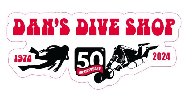 Dan's Dive Shop 50th Anniversary Logo Sticker